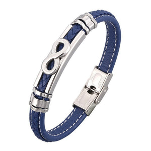Bracelet Infini Bleu en Cuir Synthétique pour Homme - Mon Bracelet Homme