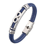 Bracelet Infini Bleu en Cuir Synthétique pour Homme