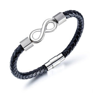 Bracelet Infini Cuir Noir Tressé Luxueux pour Homme - Mon Bracelet Homme