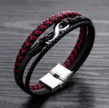 Bracelet Infini en Cuir Rouge et Noir pour Homme - Mon Bracelet Homme