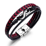 Bracelet Infini en Cuir Rouge et Noir pour Homme - Mon Bracelet Homme