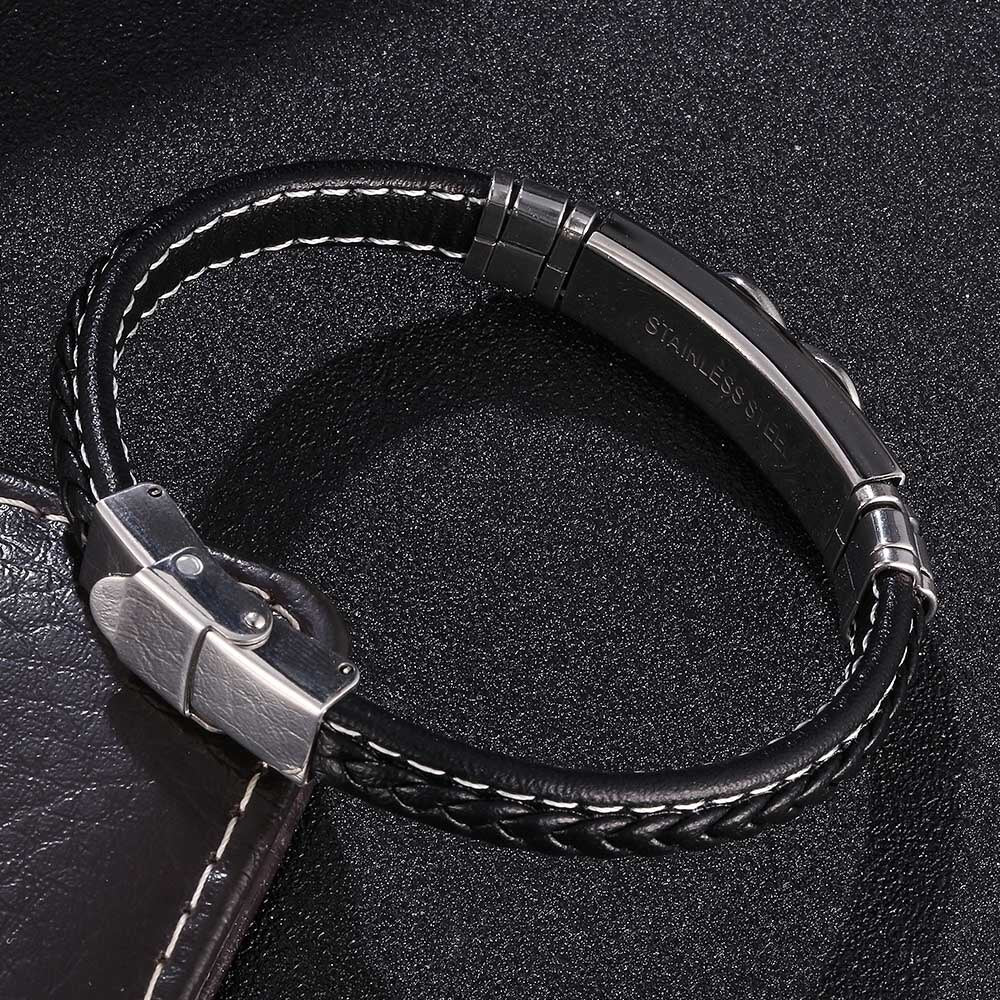 Bracelet Infini Noir en Cuir Synthétique pour Homme - Mon Bracelet Homme