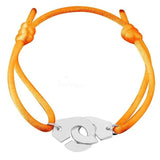 Bracelet Menottes Cordon Orange Argent Blanc