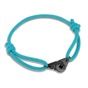 Bracelet Menottes Cordon Réglable Turquoise pour Homme - Mon Bracelet Homme