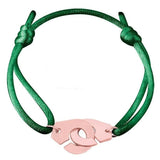 Bracelet Menottes Cordon Vert Argent Rose - Mon Bracelet Homme