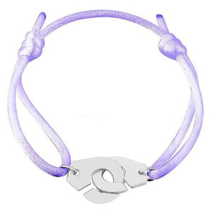 Bracelet Menottes Cordon Violet Argent Blanc - Mon Bracelet Homme