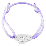 Bracelet Menottes Cordon Violet Argent Blanc - Mon Bracelet Homme