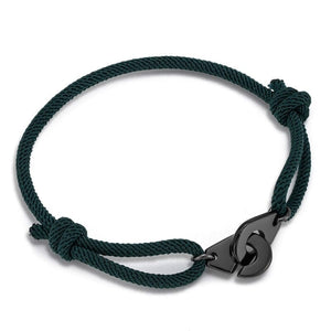Bracelet Menottes en Cordon Réglable Vert Foncé Homme - Mon Bracelet Homme