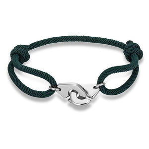 Bracelet Menottes Pour Homme en Corde Vert - Mon Bracelet Homme
