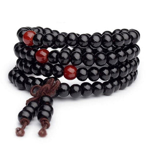 Bracelet Perle de Bois pour Homme Noir et Rouge - Mon Bracelet Homme