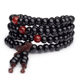 Bracelet Perle de Bois pour Homme Noir et Rouge
