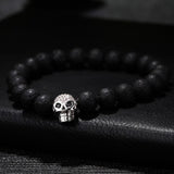 Bracelet Perle Volcanique et Tête de mort en Pierre - Mon Bracelet Homme