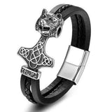 Bracelet Viking Loup Fenrir en Cuir-Mon Bracelet Homme